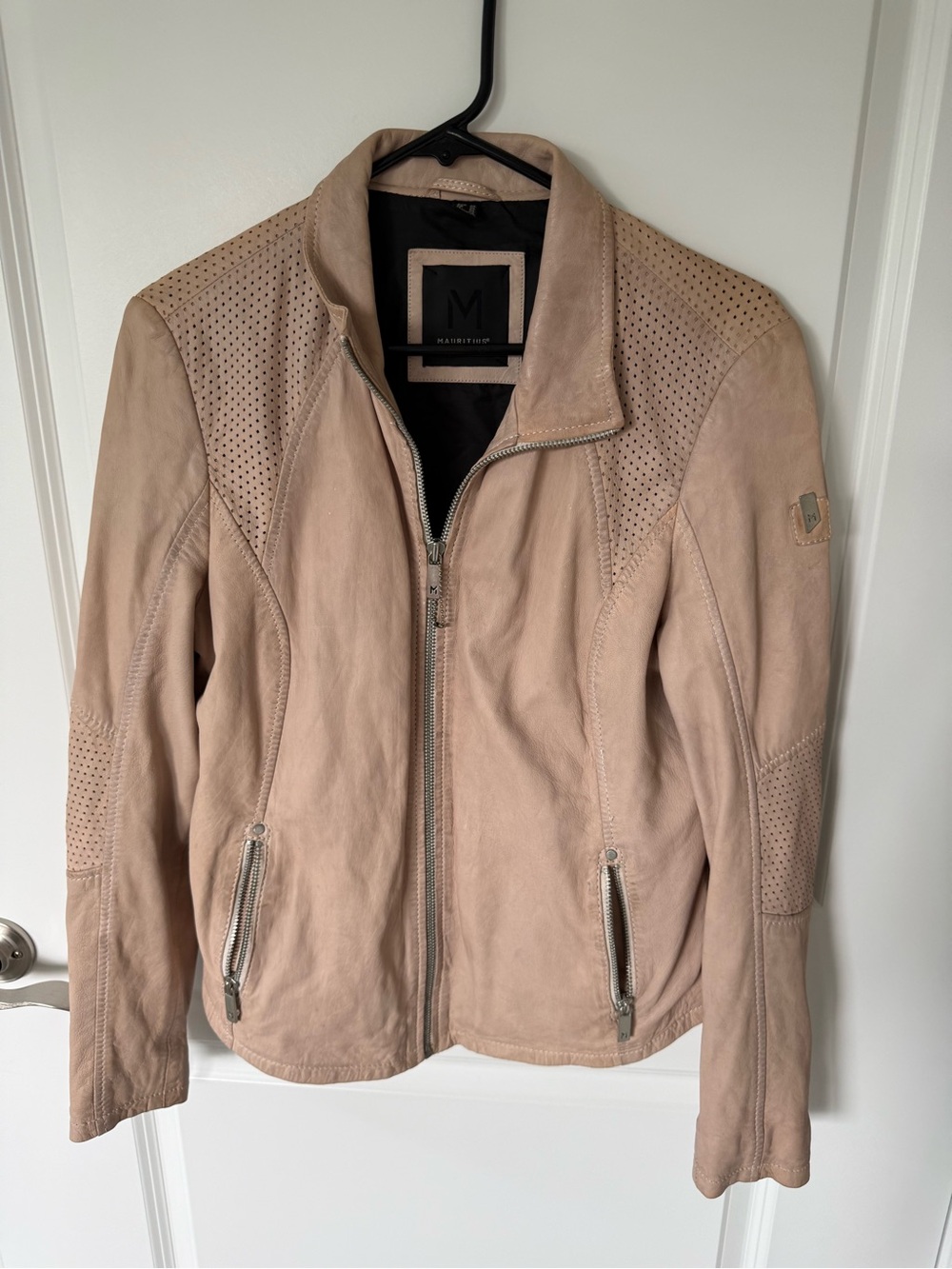 Mauritius Tan Pink Lamb Leather Coat Size XL
